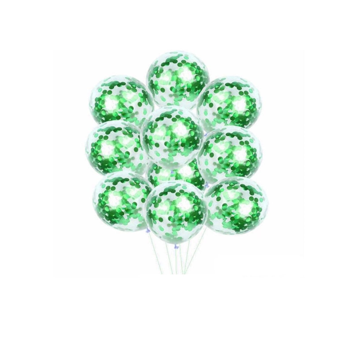 Set 5 baloane latex cu confetti verde 35 cm