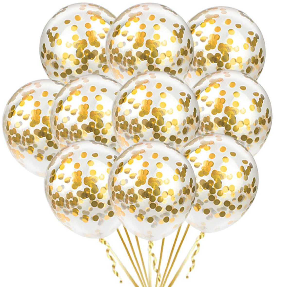 Set 5 baloane latex cu confetti auriu 35 cm