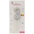 Lumânare tort argintiu 12cm cifra 3