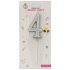 Lumânare tort argintiu 12cm cifra 4