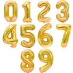 Baloane folie in forma de cifre 1, 2, 3, 4, 5, 6, 7, 8, 9, 0, Auriu, 100 cm