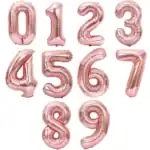 Baloane folie in forma de cifre 1, 2, 3, 4, 5, 6, 7, 8, 9, 0, Rosegold, 100 cm