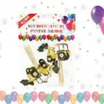 Set 12 toppere brioșe mașini construcții
