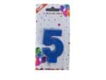 Lumânare tort 8cm colorată cu sclipici cifra 5