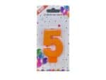 Lumânare tort 8cm colorată cu sclipici cifra 5 - imagine 2