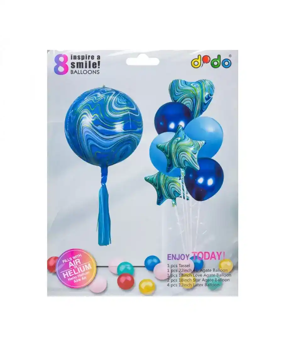 6115-Set-baloane-petrecere-cu-albastru.webp Set baloane folie si latex marble albastru - imagine 1
