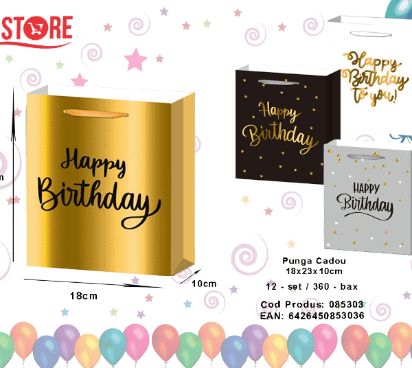 Pungă mică de cadou Happy Birthday