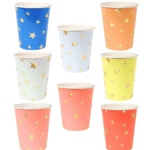 Set 6 pahare party galben cu steluțe