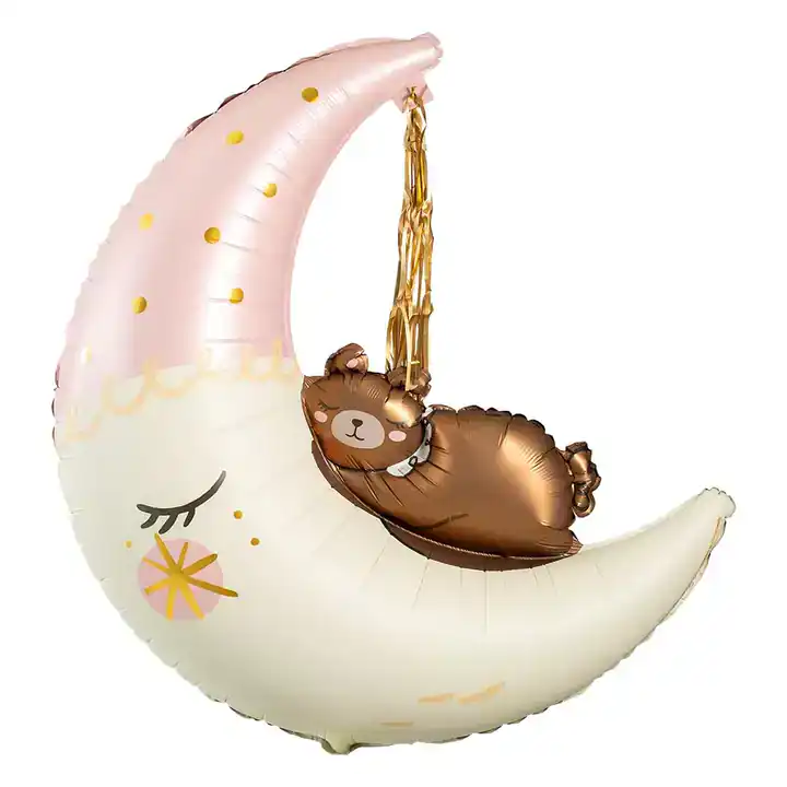 FB196TeddyBearOnTheMoon-BubblegumWebSize-1.webp Balon folie - Ursuleț pe lună - imagine 1
