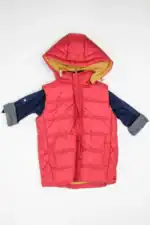 Set 4 piese - Vesta rosie fas, blugi , camasa, si tricou 5 ani