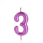 Lumânare tort violet 8cm cifra 3