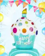 Balon folie brioșă Happy Birthday - imagine 2