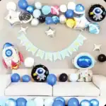 Set ghirlandă 44  baloane astronaut si banner La mulți ani