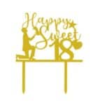 Topper tort Happy sweet 18 auriu, argintiu