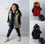 Set 4 piese - Vesta albastra fas, blugi tricou, si camasa - imagine 2