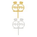 Topper tort inele Mr& Mrs auriu,argintiu