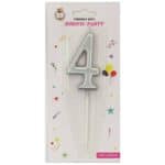 Lumânare tort argintiu 12cm cifra 4