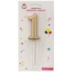 Lumânare tort auriu 12cm cifra 1