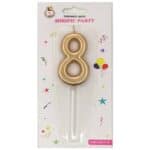 Lumânare tort auriu 12cm cifra 8