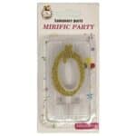 Lumânare tort auriu cu sclipici 6cm cifra 0