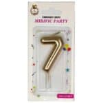 Lumânare tort auriu metalizat 8cm cifra 7