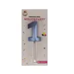 Lumânare tort, culoare albastru metalizat, 15 cm, cifra 1