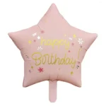Balon folie stea roz Happy Birthday 46 cm